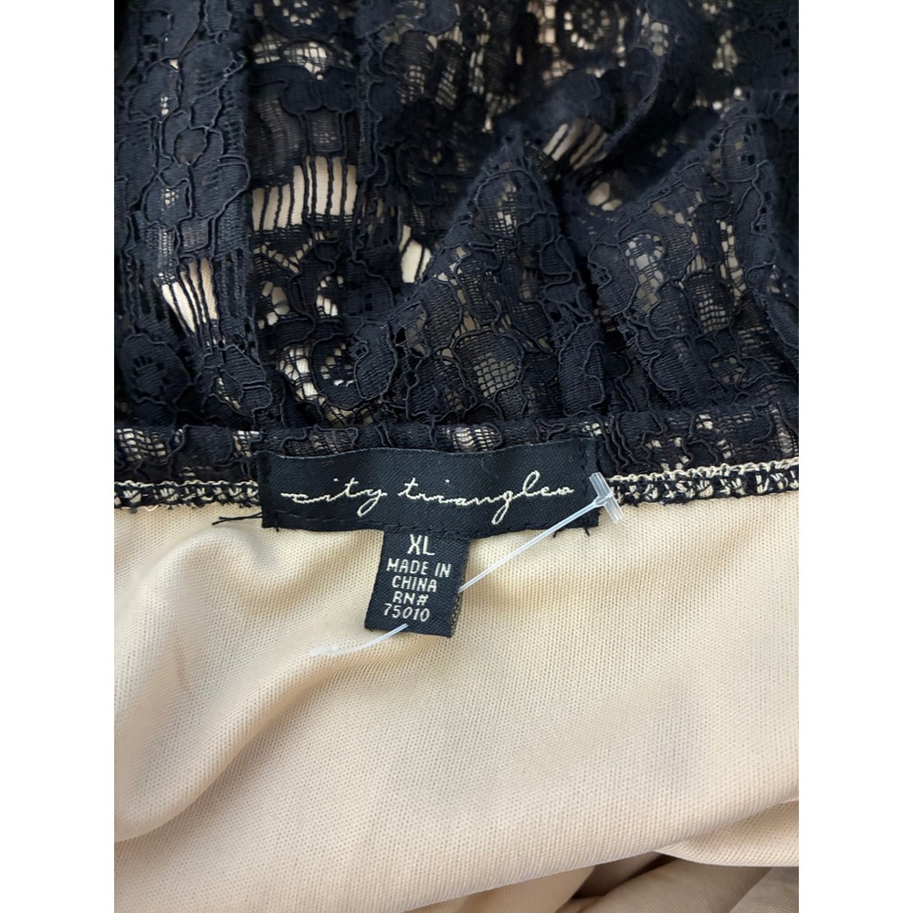 City Triangles Black Lace Nude Lined A Line Dress Keyhole Back Women's XL - Picture 11 of 13